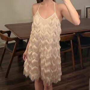 J.O.A Lined Fringe Mini Dress - Small